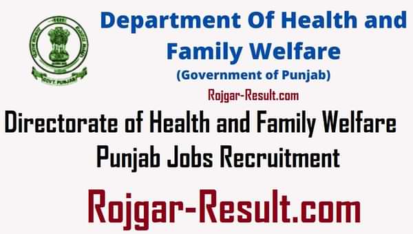 DHFW Punjab Recruitment Punjab DHFW Recruitment